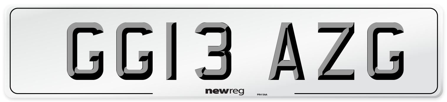 GG13 AZG Number Plate from New Reg